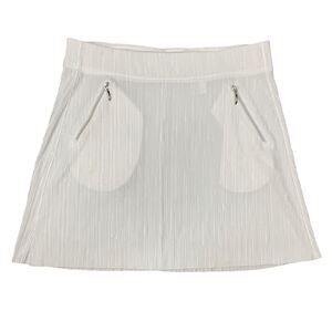 Jamie Sadock Skirt Womens 12 White Accordion Pleat Pull On Semi Sheer *READ